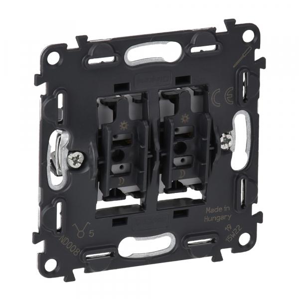 Legrand  Valena  IN'MATIC Выключатель механизм 2-клавишный 10А 250В пружинные зажимы скрытая установка IP20 /752005