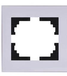 Lezard  Rain  Белый Рамка 1-местная горизонтальная с боковой вставкой хром СП 703-0225-146