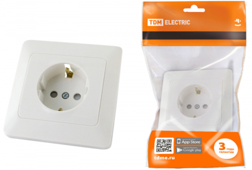 Розетка 2П+З с защ. шт. 16А 250В белая "Ильмень" TDM