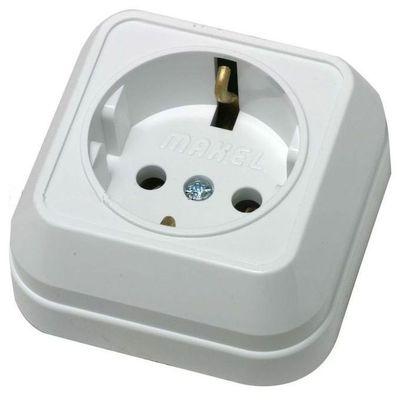 Makel  Менекше  Белый Розетка с заземляющими контактами IP20 открытая установка 45108